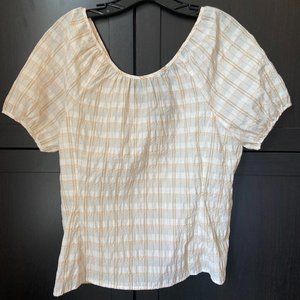 Neutral Gingham J Crew Top